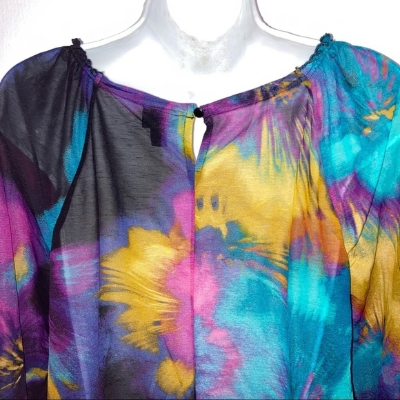 Worthington Sheer Multicolored Top M - Picture 4 of 5